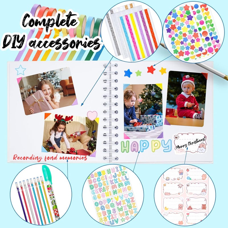 Tugle Kid Scrapbook Photo Album Hard Cover DIY Photo Album for Kids Instant Camera Print Paper with DIY Accessories (White) - Image 2